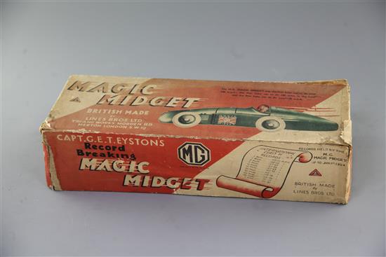 A Lines Bros tinplate clockwork Magic MG Midget, 15.5in.